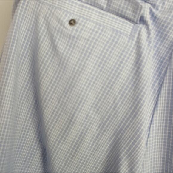 Men's Dunning Golf Shorts Pale Check Gingham Blue 38 Waist Preppy 10" Inseam - Picture 2 of 8